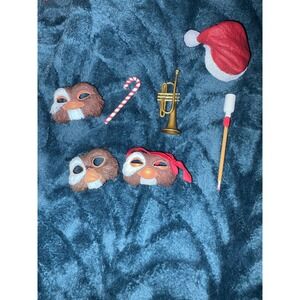 Gremlins Mogwai Action Figure Accessories Lot NECA Gizmo Masks Santa Hat Trumpet